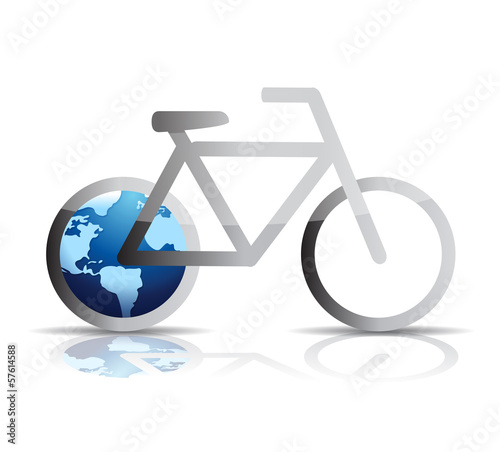 bike and globe wheel illustration design