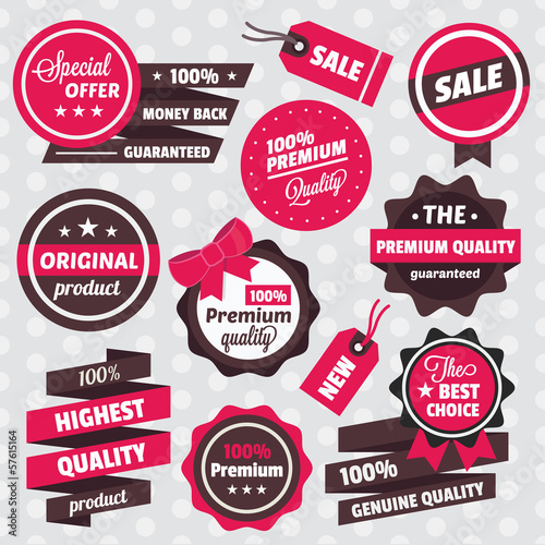 Vector Badges Stickers Labels and Ribbons Set