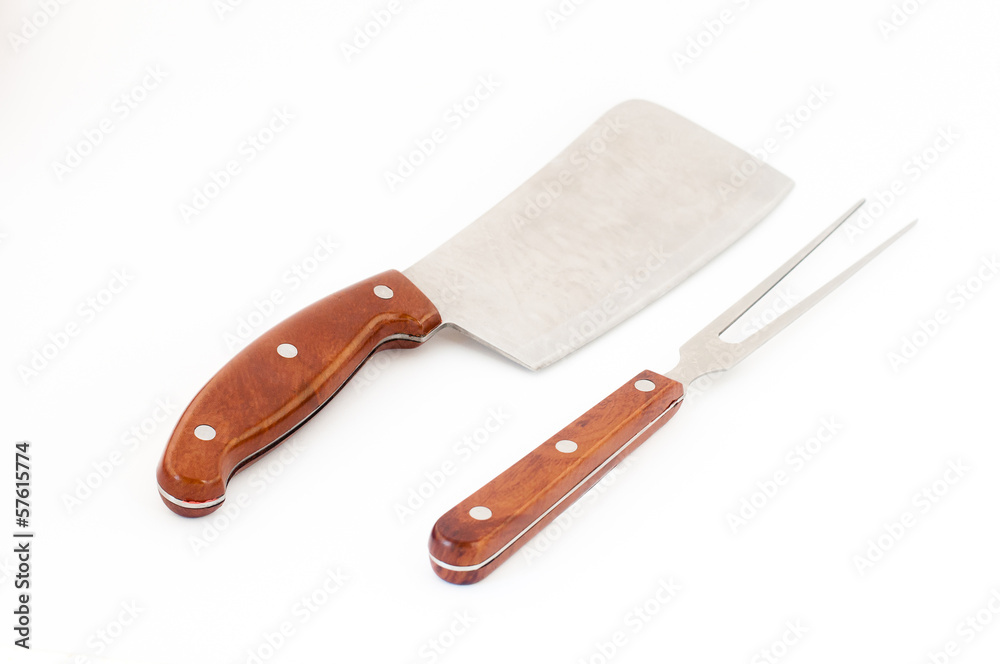 Fototapeta premium Meat cleaver. Meat fork