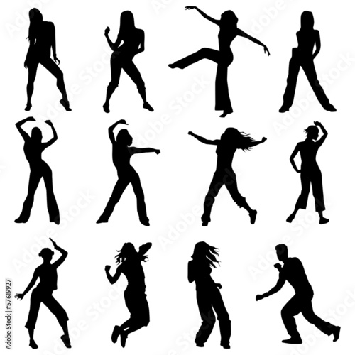set silhouettes zumba dancers #57619927