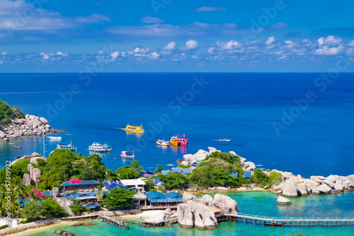 Marina pier of beautiful tropical island. Koh Phangan island, Ki photo