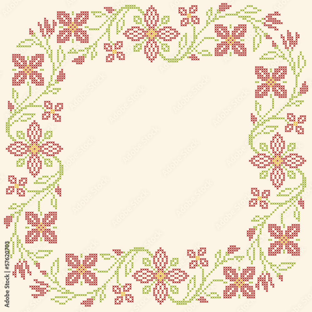 Cross-stitch embroidery in Ukrainian style Cross-stitch embroidery in Ukrainian style