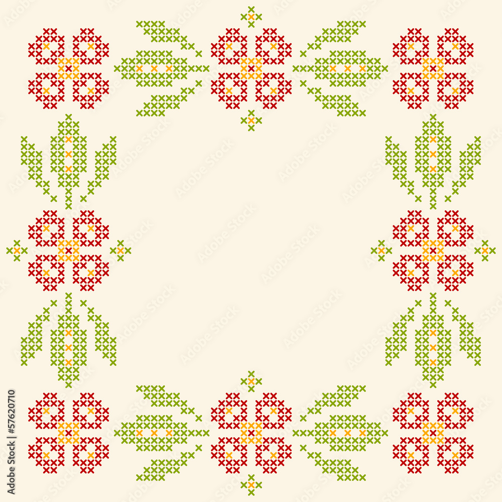 Cross-stitch embroidery in Ukrainian style Cross-stitch embroidery in Ukrainian style