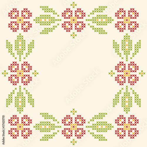 Cross-stitch embroidery in Ukrainian style