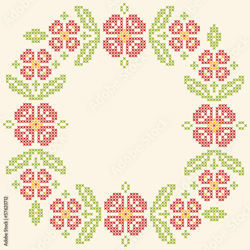 Cross-stitch embroidery in Ukrainian style