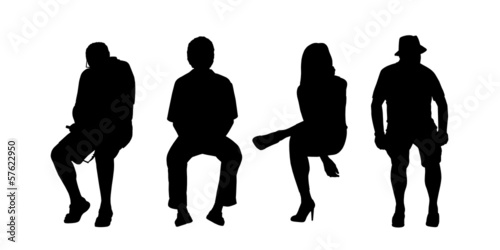 people seated outdoor silhouettes set 1