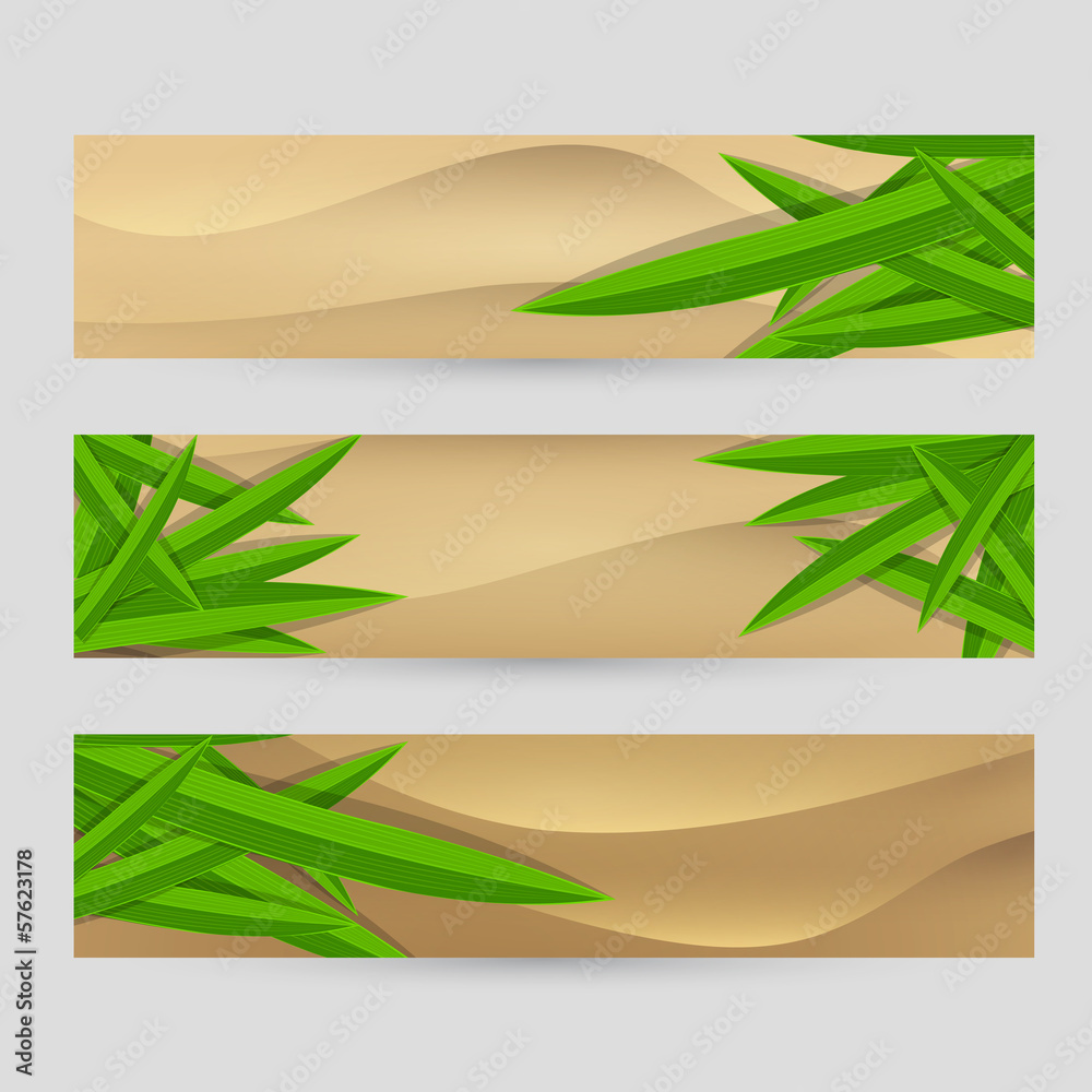 Leaf decorated vector sand banner set