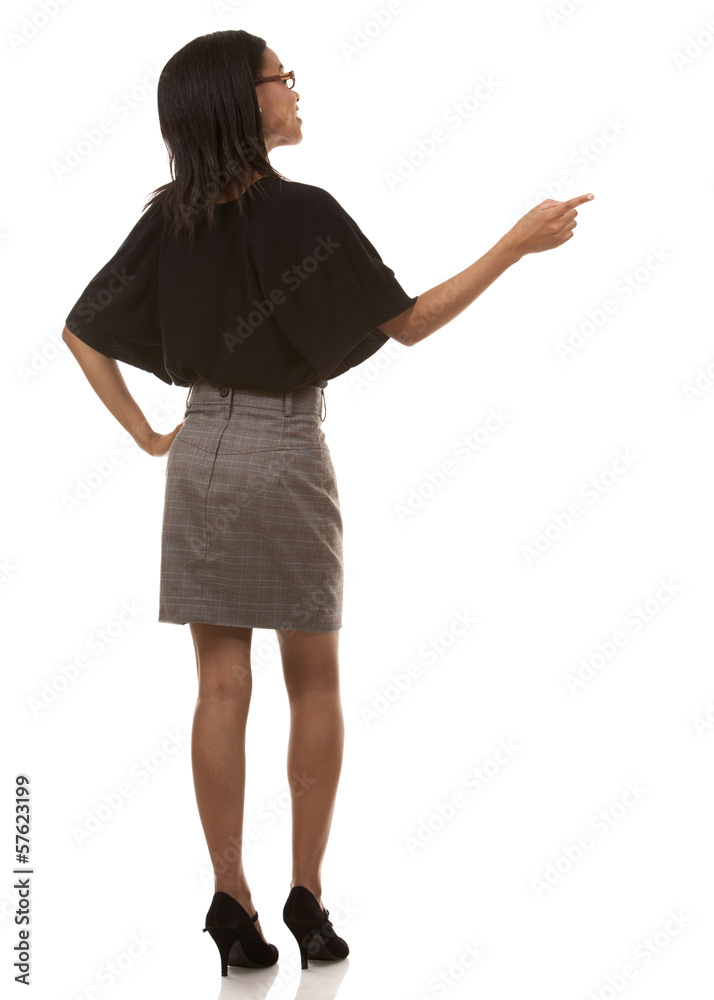 black business woman pointing black business woman pointing
