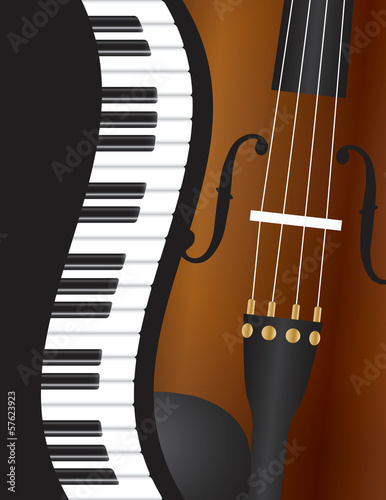 Piano Wavy Border with Violin Illustration