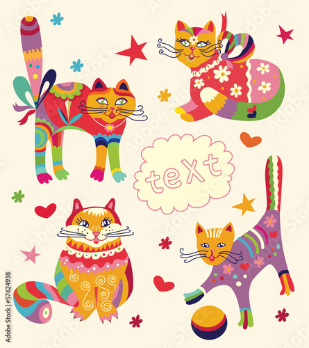Greeting card with beautiful cats