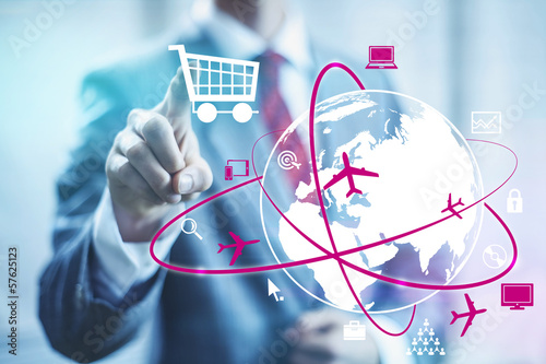 Online shopping concept man selecting shopping cart