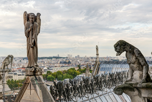 Statues and Chimeras (gargoyles) of the Cathedral of Notre Dame photo