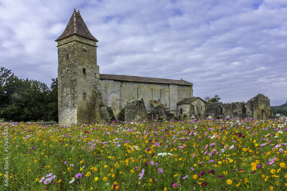 Abbaye de Blasimon et fleurs - Gironde