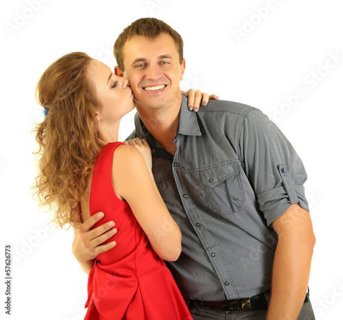 Young couple isolated on white