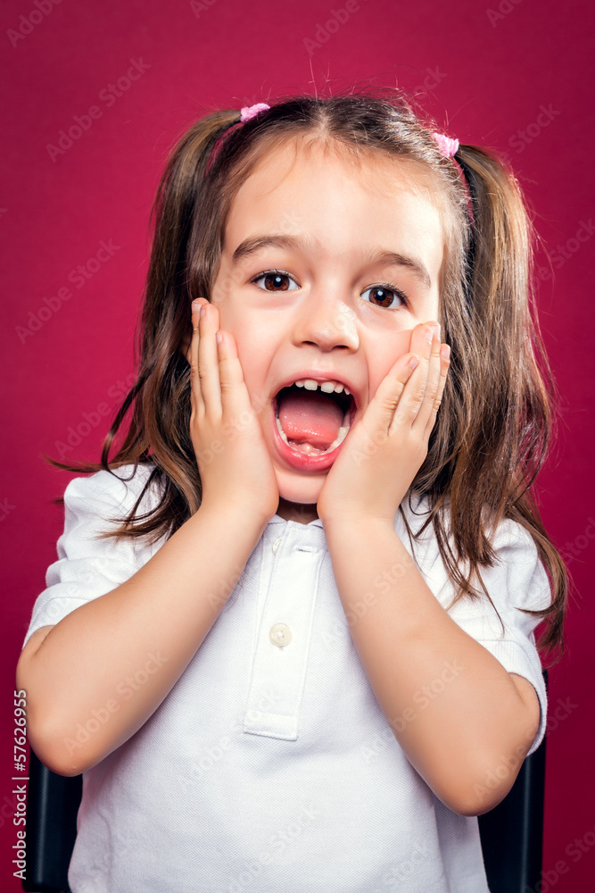 Funny Little Girl wit Surprise Expression Funny Little Girl wit Surprise Expression