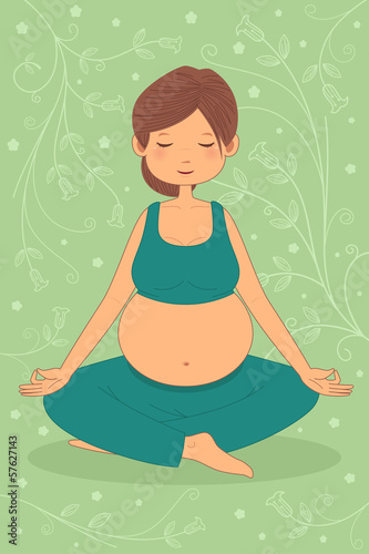 Pregnant woman doing yoga exercise