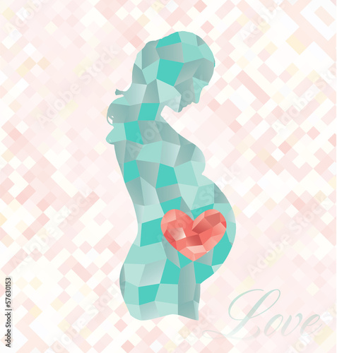 Diamond Pregnant Woman with Heart in Belly