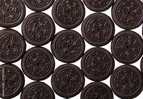 Oreo. Chocolate cookies with cream filling isolated. Background.