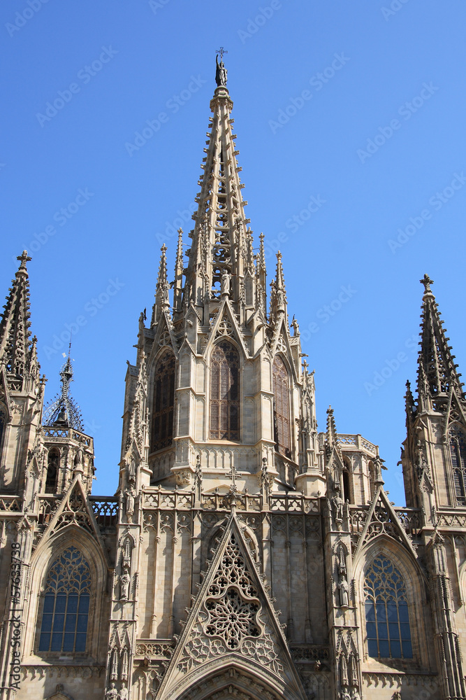 Barcelona cathedral facade details, Spain