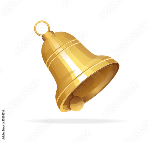 Fotografie, Obraz Golden Christmas bell on white background