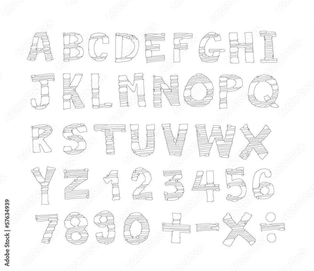 Design of line Font Sketch Hand drawing vector letters