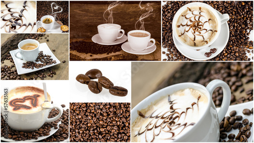 Coffee collage: different coffee creations