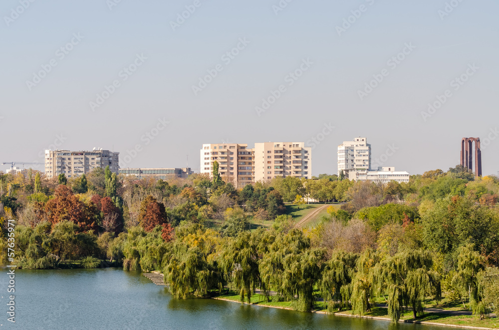 Bucharest City View In Late Autumn October