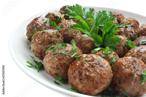 Fried pork meatballs on a plate