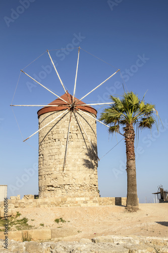 Mandraki Harbour windmills ,Rhodes Island photo