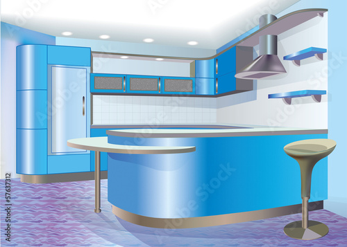 blue kitchen