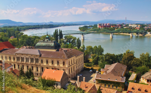 View of an Esztergom in Hungary and Sturovo in Slovakia photo