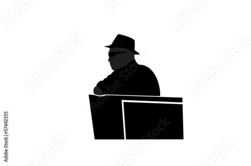 man in glasses sitting bench