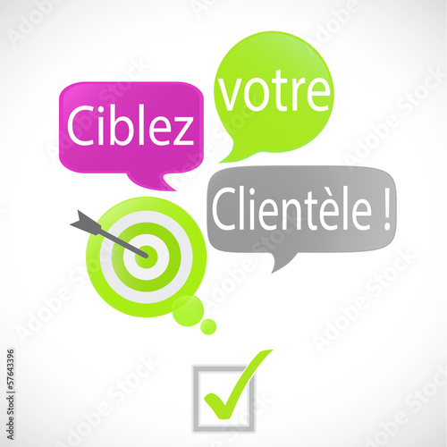 bulles vert fuchsia :  ciblez votre clientèle (français)