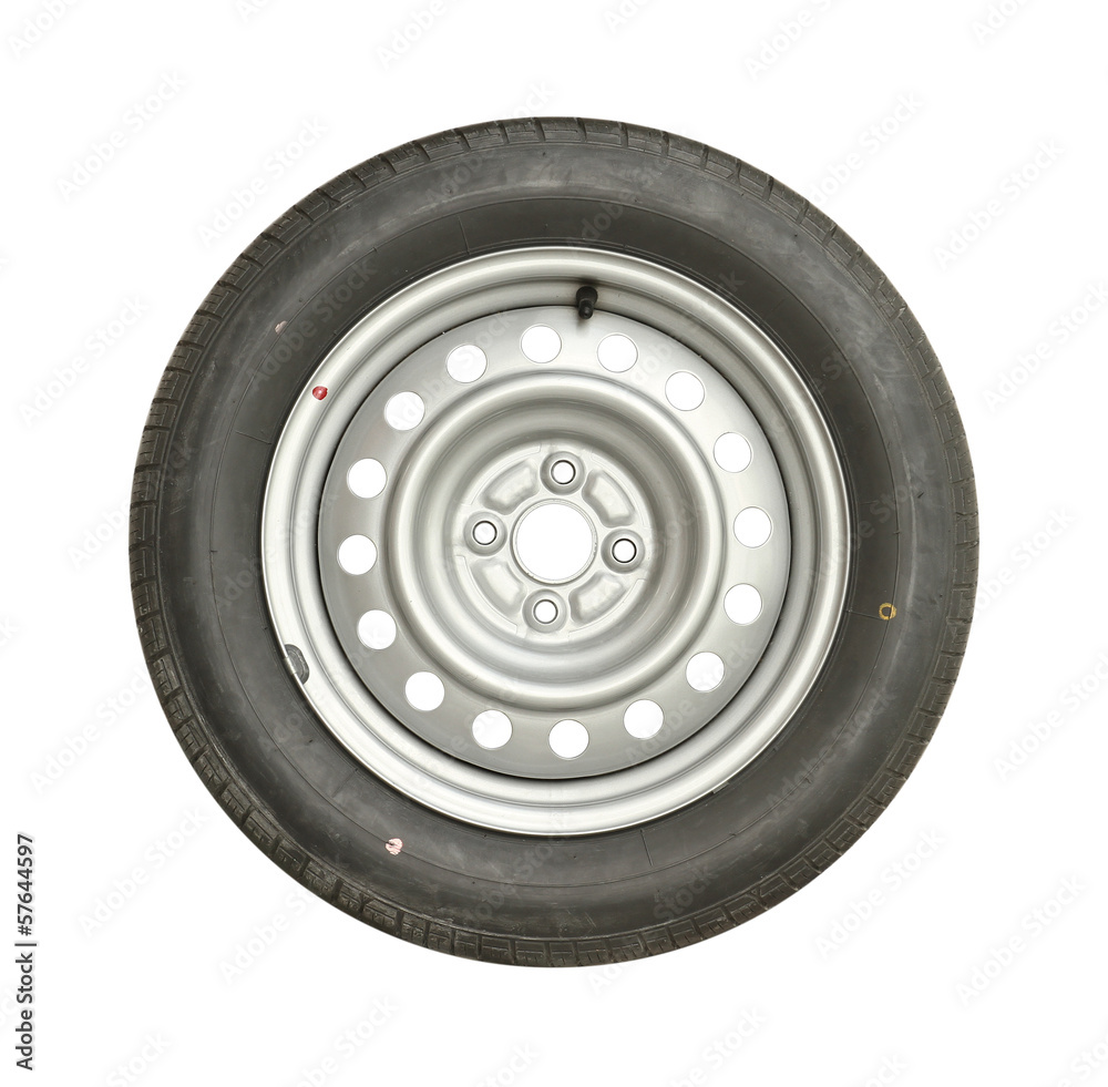 Obraz premium Car wheel isolated on white background