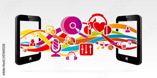Transfer music between two connected mobile phones