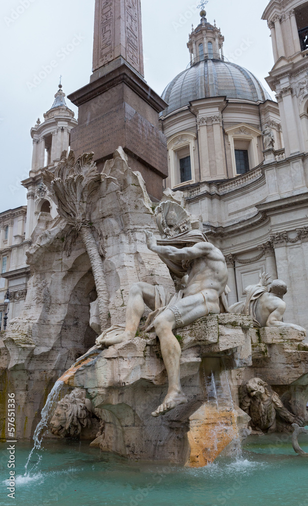 Sculpture at Trevi Fountain from an Angle