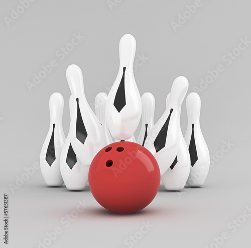 skittle and bowling ball Fototapet