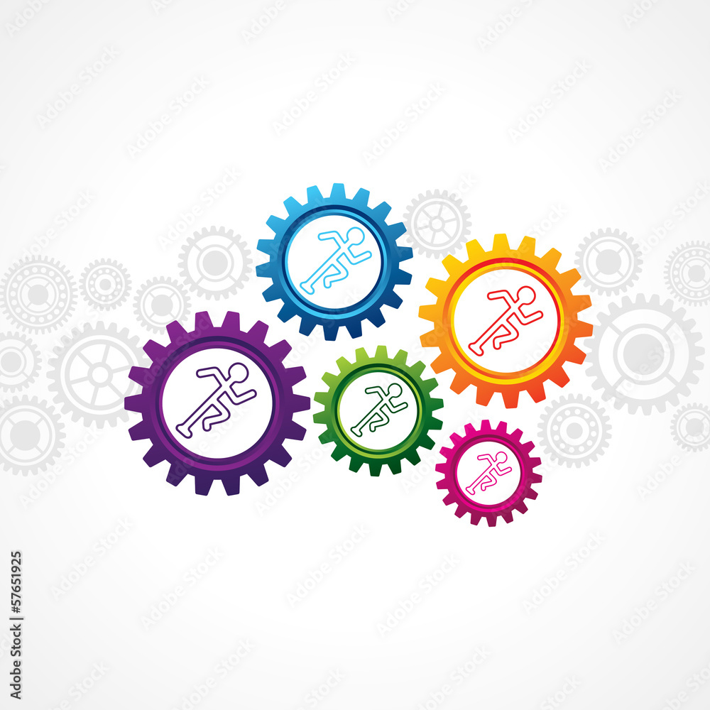 illustration of running man in different cog wheel illustration of running man in different cog wheel