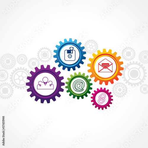 illustration of web icons in cog wheel