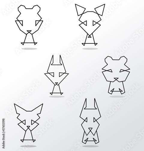abstract set of animals