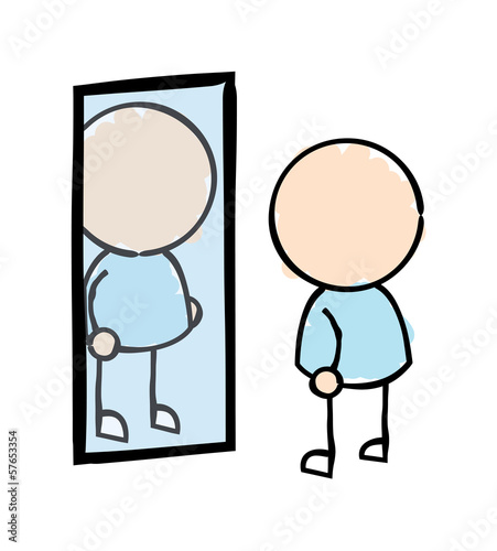 Man Looking in Mirror