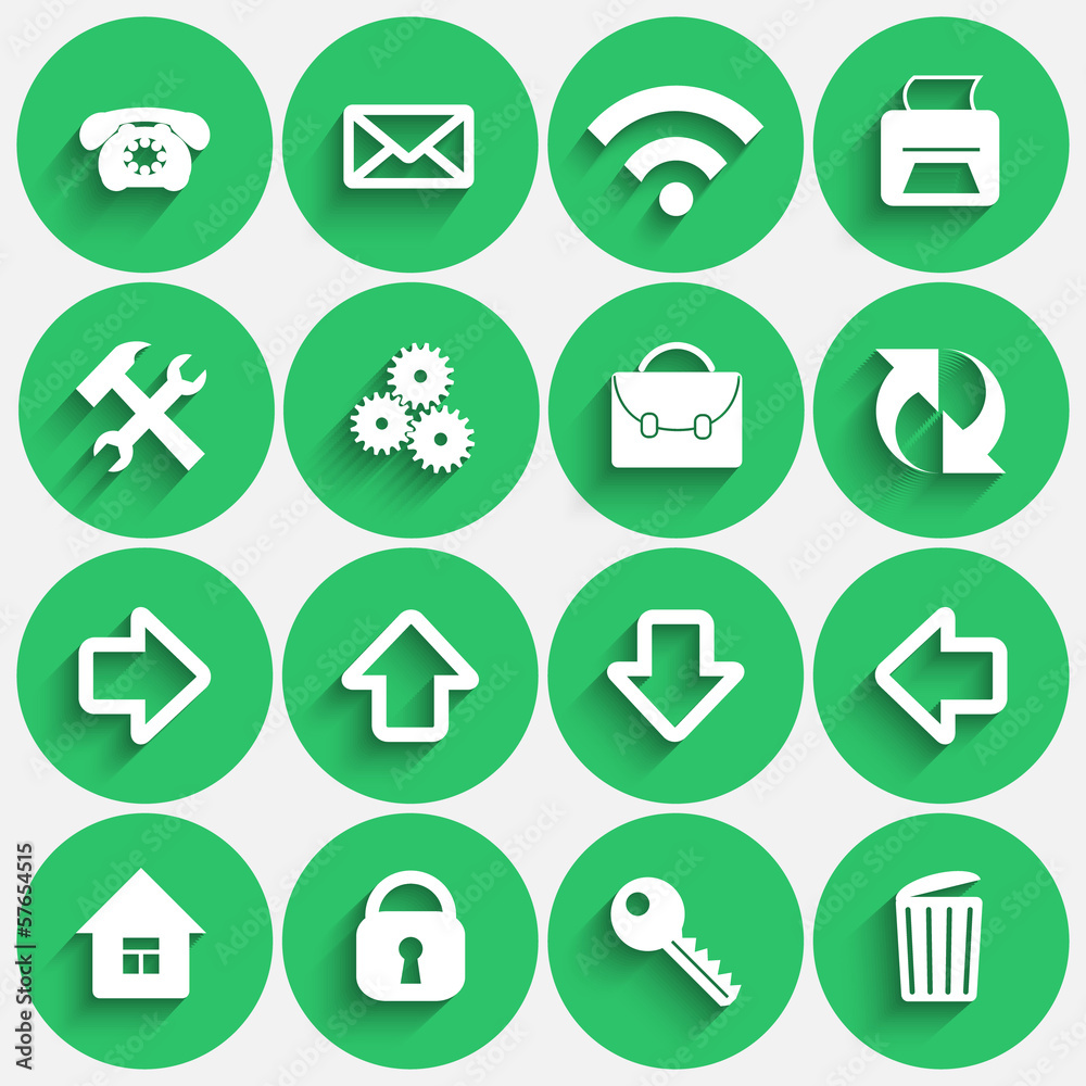 Vector Set of Nephritis Green Flat Style Round Buttons Vector Set of Nephritis Green Flat Style Round Buttons