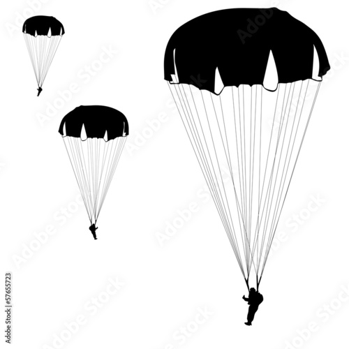 Photo Skydiver, silhouettes parachuting vector illustration