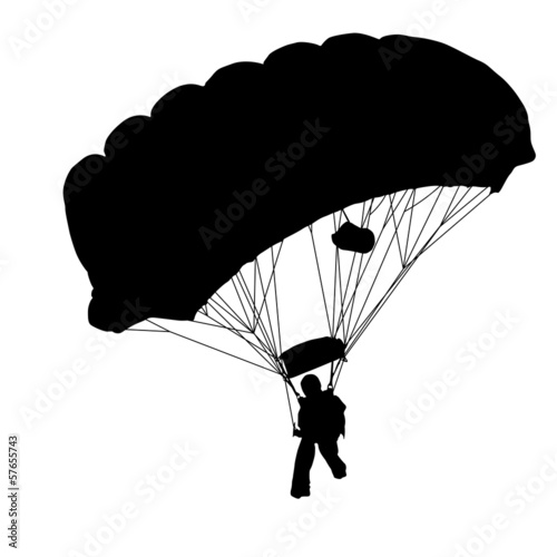 Skydiver, silhouettes parachuting vector illustration