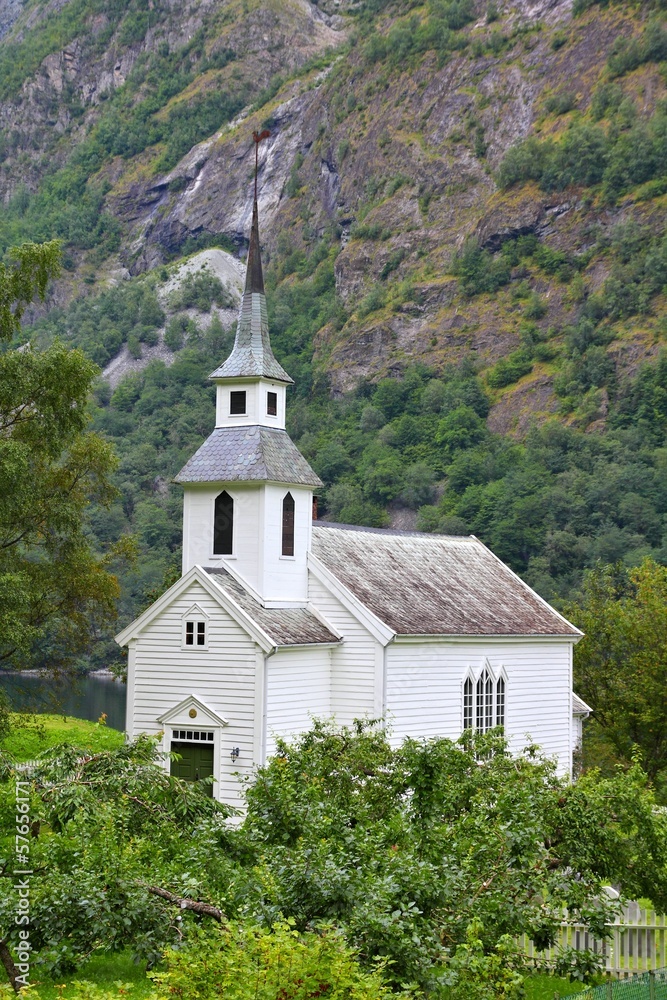 Norway - white church in Bakka