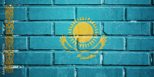 Kazahstan flag on brick wall