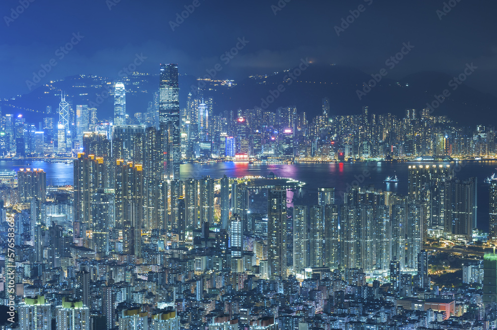 Fototapeta premium Widok z lotu ptaka na miasto Hongkong