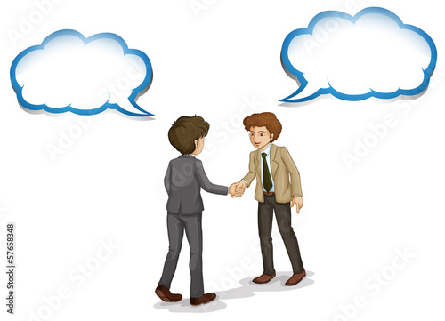Businessmen shaking their hands with empty callouts