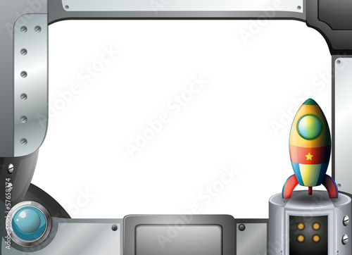 A spaceship in a metallic frame