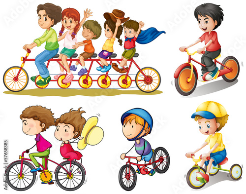A group of people biking